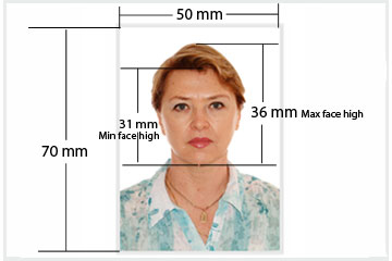 Canadian passport and citizenship photo size 50mm x 70mm with detail specification