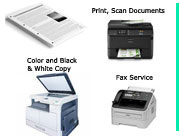 Document printing, copying, faxing and scanning services